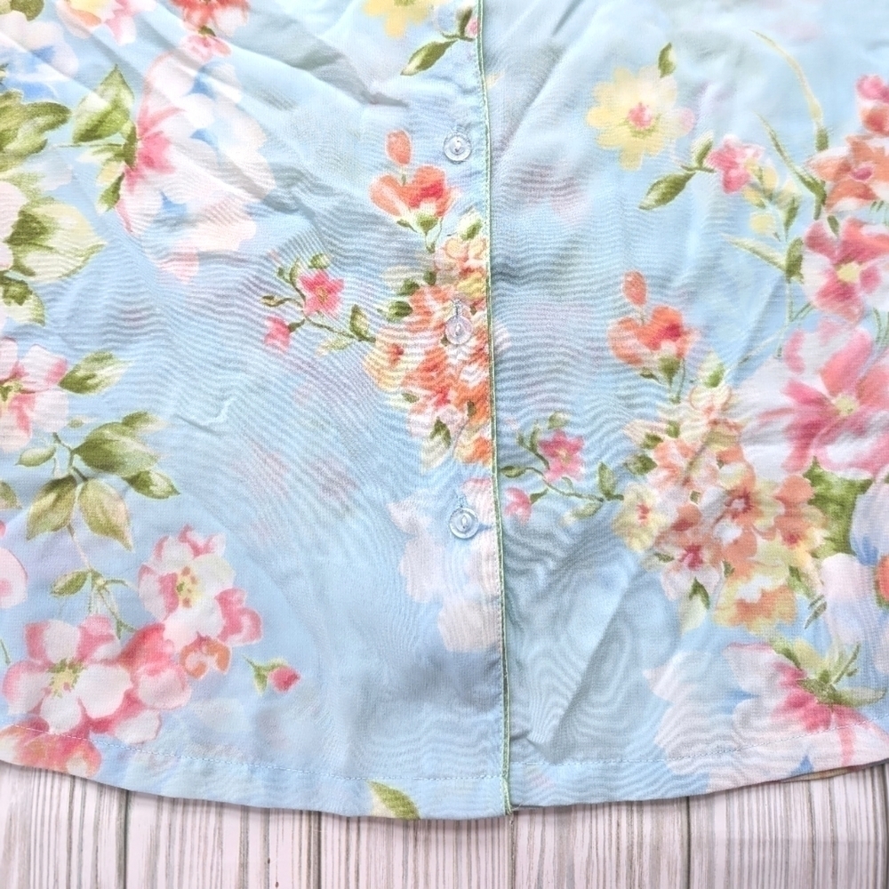 Oscar De La Renta Pink Label Floral Button Down Tank Vest in Blue Size XS - Picture 8 of 12